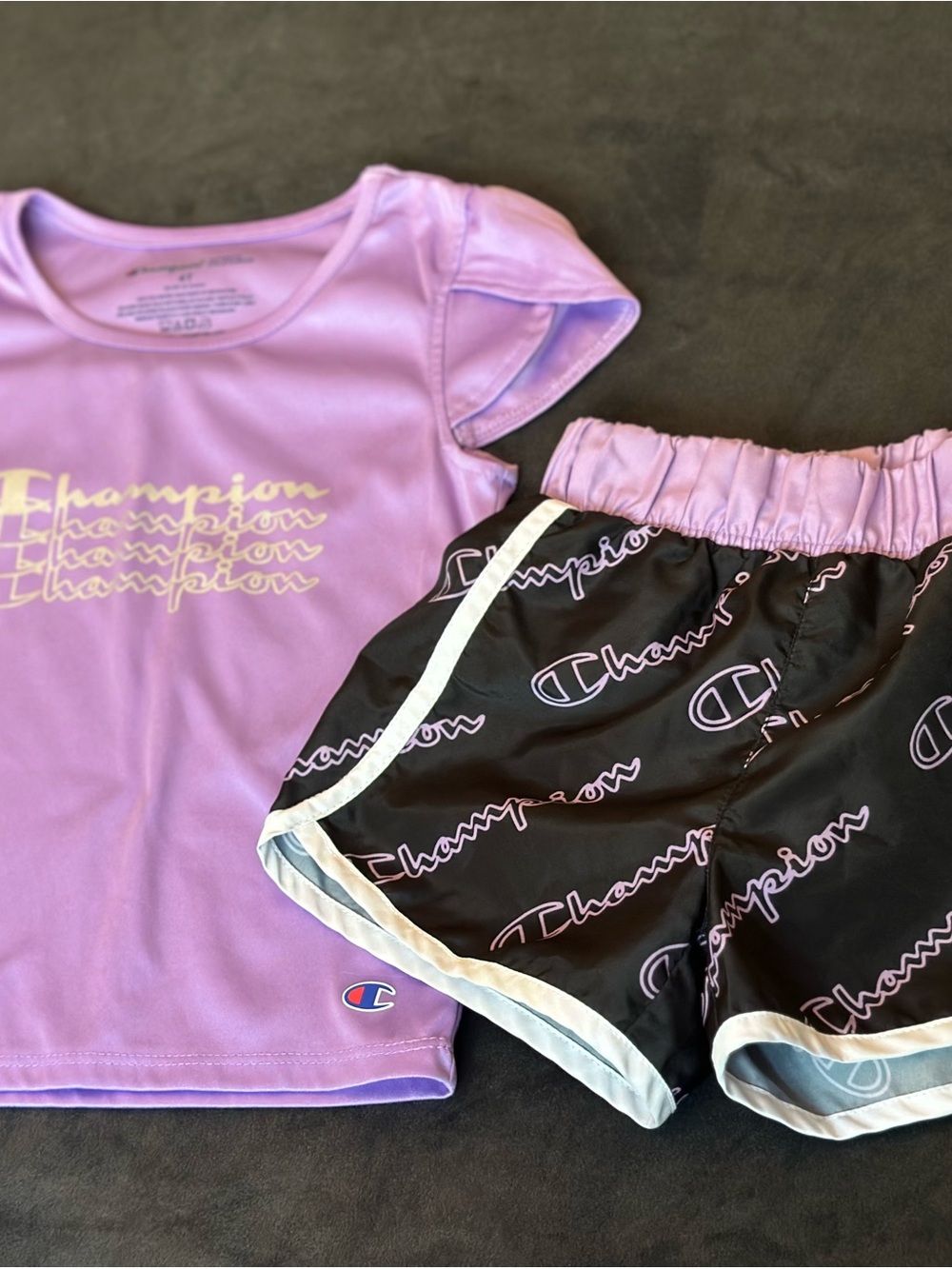 Champion Lavender and Black Girls' Logo Pajama Set